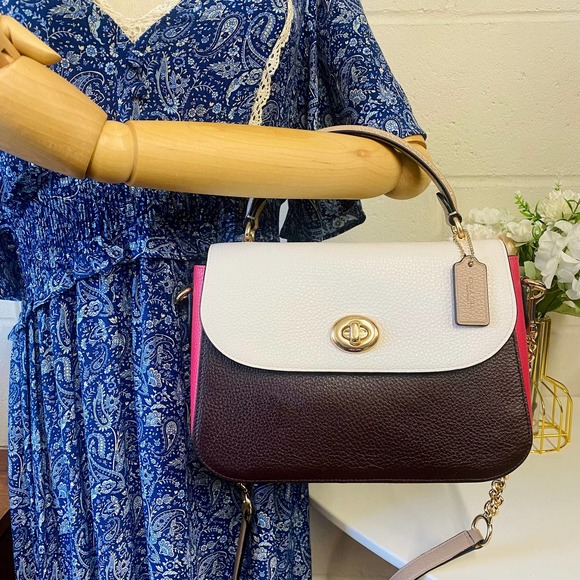 Coach C2836 Marlie Top Handle Satchel In Colorblock IN CHALK MULTI - Picture 8 of 8